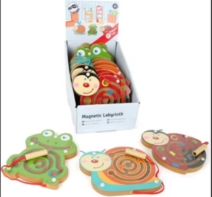 12x kleine Fuß Holzschnecke Insekt Käfer Magnet Labyrinth Spiel Puzzle Spielzeug Belohnung - Bild 1 von 3