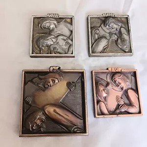 4 Stations of the Cross from an old Vintage Set, Bronze with Various Finishes. - Picture 1 of 9