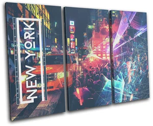 New York Typography DJ Club TREBLE CANVAS WALL ART Picture Print - Picture 1 of 1