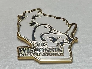Old Vintage Ducks Unlimited DU Lapel Hat Pin Wisconsin WI 2008 State Silhouette - Picture 1 of 2