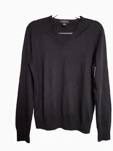 Banana Republic Sweater Black Crew Neck Knit Blend Silk Size M - Picture 1 of 8