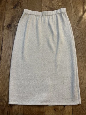 Toula Santana Knit Wool Skirt Metallic Gold Knee Length Vintage, Women's Size 12 - Image 1 of 4