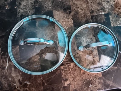 Lot of 2 Cuisinart Glass Lids Outer Rim 8 1/4"- 6 5/16" Inner 7 3/4" - 6 1/4" - image 1 of 4