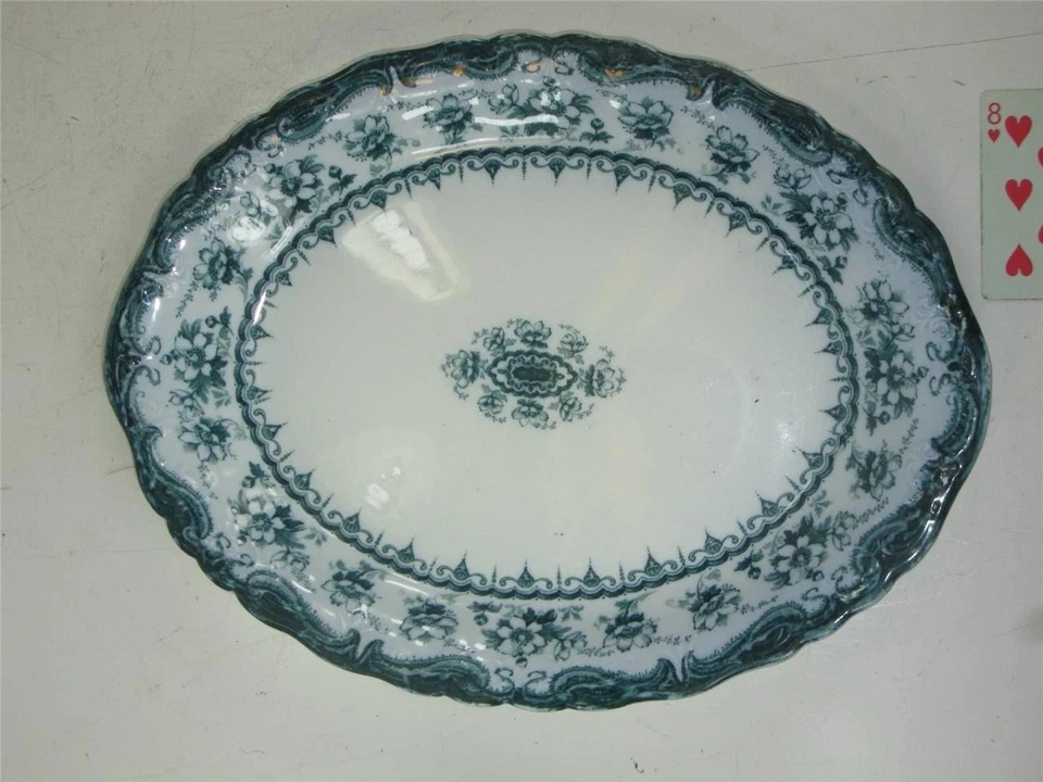 БОЛЬШОЕ АНТИКВАРНОЕ БЛЮДО JOHN MADDOCK & SON ROYAL СТЕКЛОВИДНОЕ Blue Flow «WAVERLEY» - Изображение 1 из 1