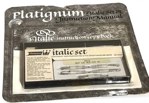 Vintage Platignum Italic Calligraphy Pen Set NOS w/ 5 Nibs & Manual England - Bild 1 von 5