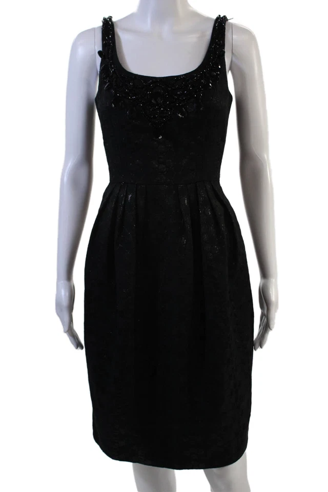 Vestido Vaina Carmen Marc Valvo Mujer Negro Sin Mangas Cuello Redondo Talla 2 Foto 1 de 4