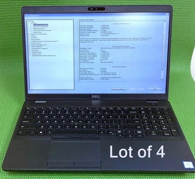 (Lot of 4) Dell Latitude 5500 i5-8265U 1.60GHz 8GB DDR4 15.6" FHD No HDD/SSD/OS - Image 1 of 4