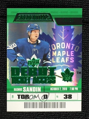2019-20 Credentials Debut Ticket Access Green /25 Rasmus Sandin #127 Rookie RC - Image 1 of 3