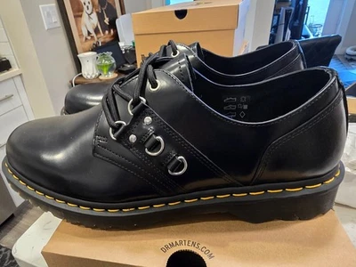 Dr Martens 1461 3-Eye Hardware Oxford Shoes Black Leather Men Size 12 NEW - Image 1 of 4