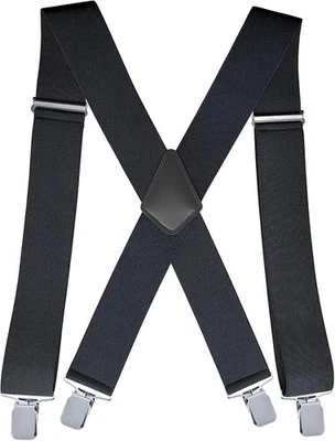 Men'S 2 Inch Heavy Duty Suspenders Adjustable X-Back with Strong Clips for Work - Image 1 of 4