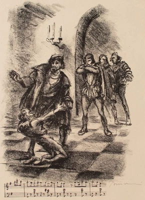 Rafaello Busoni Rigoletto Oper Verdi Illustration sign Lithografie Mappe um 1923 - Bild 1 von 4