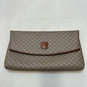 Bolso Clutch CELINE Macadam Segundo Bolso Beige PVC Cuero Vintage Auténtico - Imagen 1 de 24