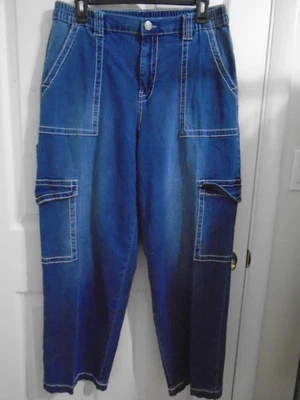 NEW ALMOST FAMOUS MEDIUM BLUE DENIM ELASTIC WAIST SIDE POCKETS SKATER JEANS XL - Image 1 of 4
