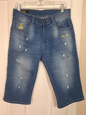 Fendi slim-fit эластичные джинсы шорты размер W32 унисекс новый с Ярлыками - Изображение 1 из 4