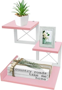 Estante de escritorio rosa, organizador de escritorio estético mini estantería de mesa, 3 niveles - Imagen 1 de 12