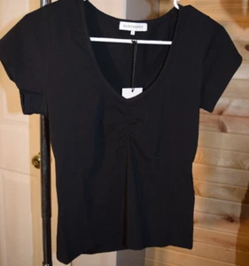 ~ $29 WeWoreWhat Womens Ruched Tee Cotton Jersy Black Large - NWT ~ - Foto 1 di 6