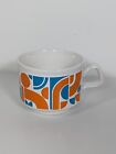 5 x Vintage Kiln Staffordshire Pottery Cups Orange Blue Retro 60s Look- Free P&P
