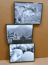 1950 lithos Winter in the Rocky Mountains set of 3 pro framed B&W Rockies