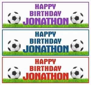 x2 Personalised Birthday Football Banner Children Kids Party Any Name Decoration - Picture 1 of 6