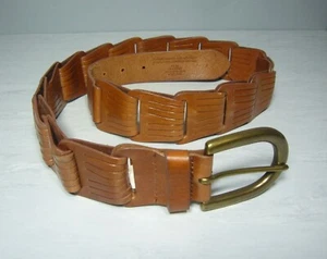 Eddie Bauer Men's Braided Genuine Leather Belt Size S BROWN CHAIN Rare style - Picture 1 of 6