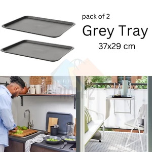 2X IKEA TILLGANG Grey Tray 37x29cm - Serving Tray Kitchen Storage Organiser - Picture 1 of 1