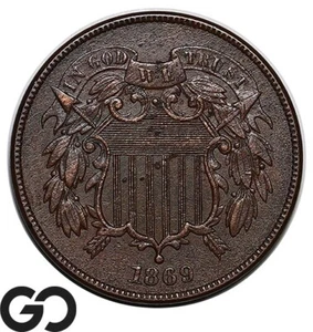 1869 Two Cent Piece, Better Date - Picture 1 of 3