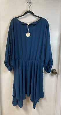 Women’s Plus Size 1XL Oddi Boutique Blue Teal Flow Dress NWT $58 - Image 1 of 4