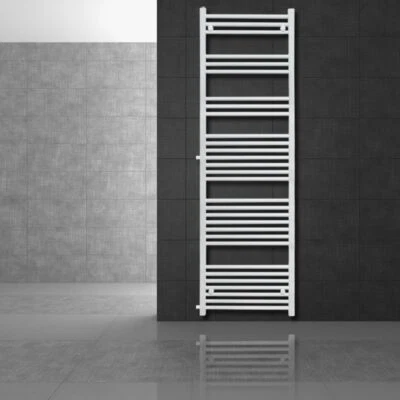 Radiateur sèche-serviette à eau chaude forme droite en acier blanc 50 x 180 cm - Photo 1/4