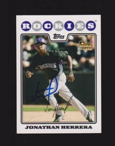 2008 TOPPS UH 291 Jonathan Herrera ROOKIE ROCKIES AUTOGRAFO FIRMATO AUTO COA - Foto 1 di 1