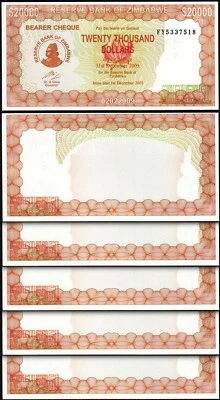 Zimbabwe 20000 Dollars 2003 / 2005, UNC, 5 Pcs LOT, Consecutive, P-23 - Image 1 of 4