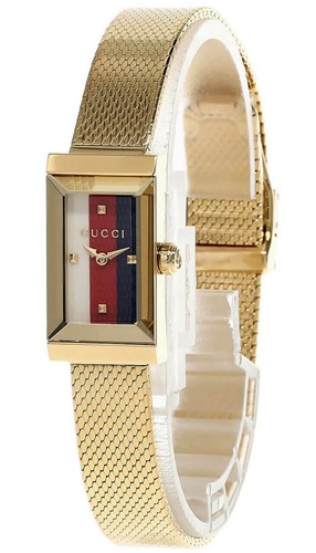 OROLOGIO GUCCI G FRAME BIANCO ROSSO ORO NAVY PVD BRACCIALE MAGLIA YA147511