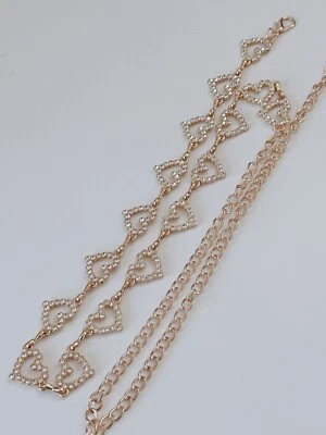 Mujeres Elegante Fiesta Metálico Cristal Dorado Amor Forma de Corazón Cadena Vestido Borla Cinturón Foto 1 de 4