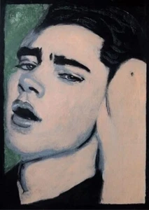 Mann Portrait Gemälde Papier A4 Ölpastell Kunst, Oil Pastel Art On Paper A4 - Bild 1 von 2
