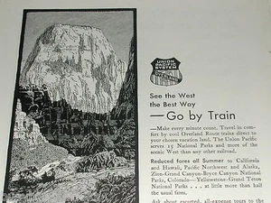 1930 UNION PACIFIC RR advertisement, Great White Throne, ZION National Park - Picture 1 of 3