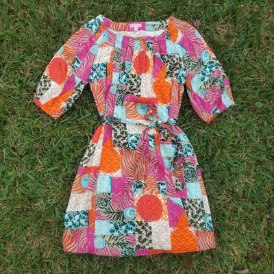 Lilly Pulitzer Silk Keating Patchwork Dress Womens Size 12 Multicolor Maximalist - Image 1 of 4