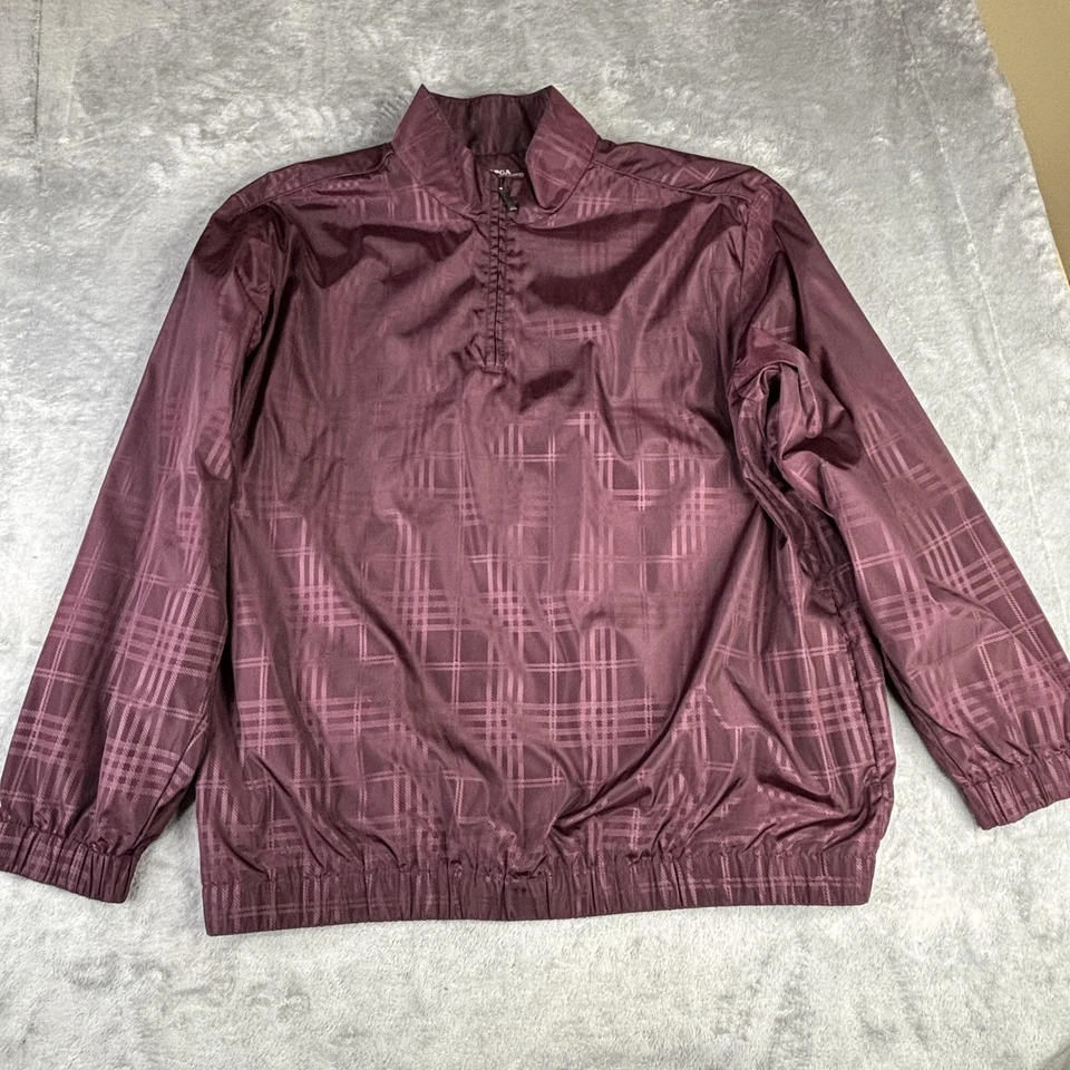 Chaqueta Pullover PGA TOUR Para Hombres 2XL Borgoña Cuadros Cuarto Cremallera Golf Cortavientos Foto 1 de 4