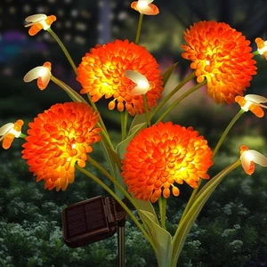 Solar Swaying Bee Lights with Flowers, Waterproof Firefly Lights for Outdoor ... - Picture 1 of 7