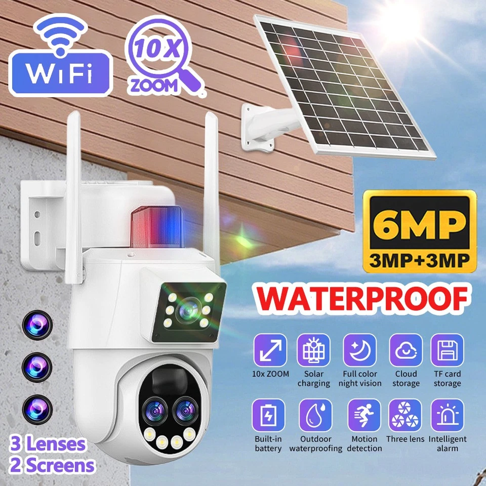 Cámara De Seguridad Solar 6MP WiFi Inalambrica Con Visión Nocturna Para Exterior Foto 1 de 4