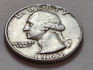 Cuarto de cuarto Washington 1963 AU 25c 90 % plata (W235) - Imagen 1 de 4