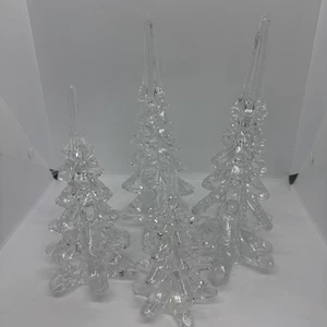 Vintage schwerer Kristall Weihnachtsbaum Kunst Glas 2 irisierend klar TAIWAN Lot 4 - Bild 1 von 5