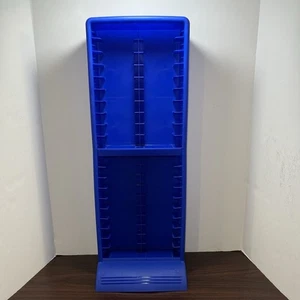 Vintage Fellowes 40 VHS Tapes / 40 DVDs Tower Storage Rack Blue Plastic 31" - Picture 1 of 17
