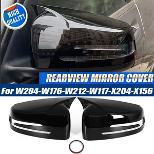 2PCS Black Wing Mirror Cover Caps for Mercedes Benz W204 W176 W212 CLA250 C63 - Picture 1 of 9