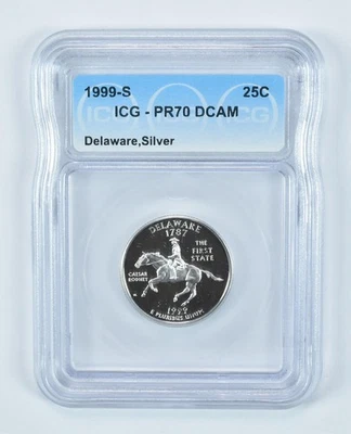 1999-S Washington State Quarter Delaware Silver PR70 DCAM ICG *6388 - Image 1 of 4