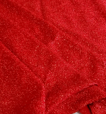 Solid Red Metallic Super Sparkle Knit Fabric 48" Wide x 2¾ Yards - Image 1 of 4