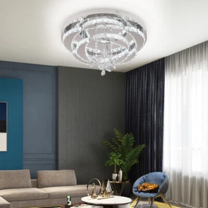 50cm K9 Crystal LED Ceiling Light Chandelier Living Room Bedroom Changeable Lamp - Picture 1 of 9