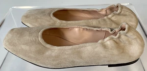 J.CREW WOMENS Anya Buttery Soft Suede Squared Toe Scrunchie Ballet Flats 8 Tan - Picture 1 of 7