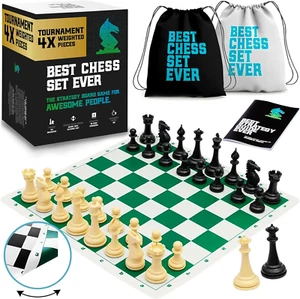 Best Chess Set Ever 4X Quadruple Weighted Tournament Chess Game (4.4" King) Larg - Picture 1 of 9