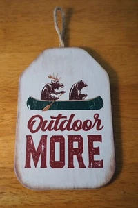 Letrero rústico de decoración del hogar Bear & Moose canoa canoa cabaña de troncos camping NUEVO - Imagen 1 de 4