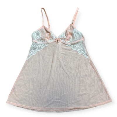 Lencería Babydoll Gilligan & Omalley Intimates para mujer malla melocotón pequeña nueva sin etiquetas Foto 1 de 4