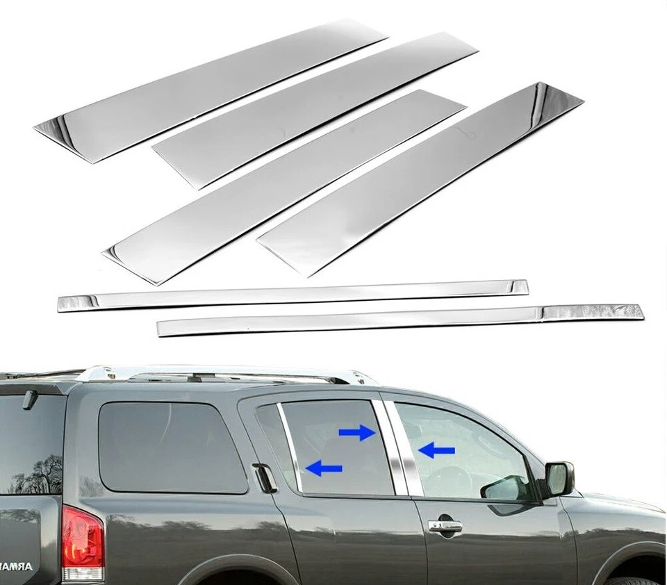 For 2005-2015 Nissan Armada Stainless Steel Chrome Window Door Pillar Post Trim - Image 1 of 2